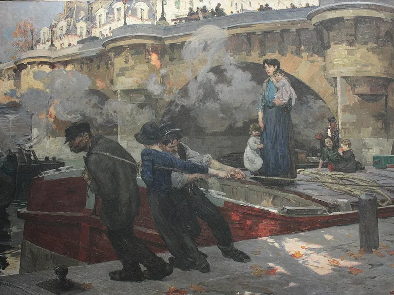 1867-Jules Eugene Pages - Battellieri al Pont Neuf di Parigi, 1910 - Museo di Belle Arti di Pau, Francia